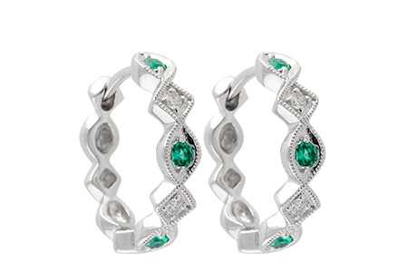 E240-91980: EARRINGS .13 EMERALD .18 TGW